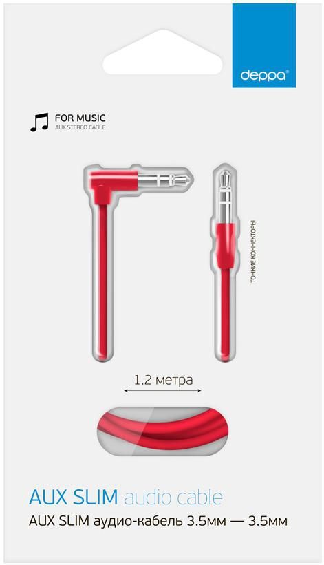 Deppa Аудио-кабель AUX Slim 3.5 мм - 3.5 мм, 1.2м, L коннектор