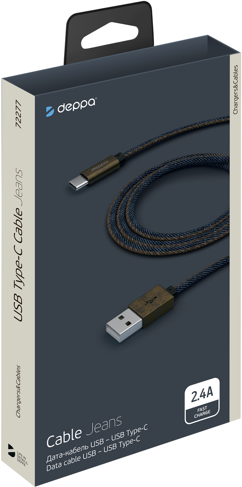 Deppa Кабель Jeans USB 2.0 - USB Type-C, 2.4A
