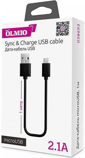 OLMIO Кабель USB-microUSB, 2.1A