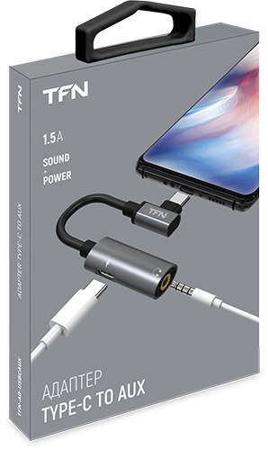 TFN Адаптер USB Type-C - AUX (3.5mm), 1,5А