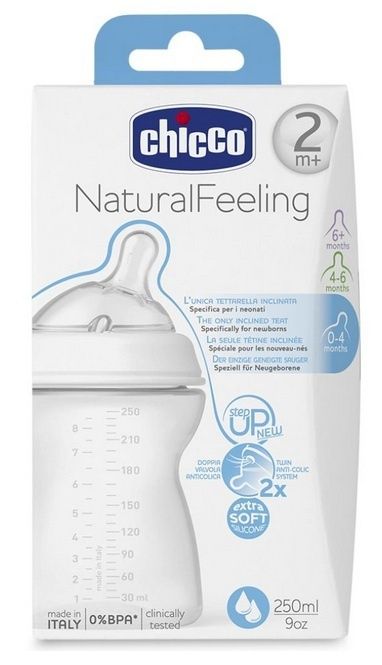 Chicco Бутылочка для кормления Natural Feeling "Step Up New", 2 m+