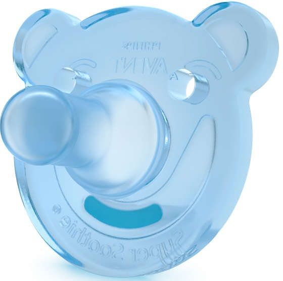 Philips Avent Цельно-силиконовые пустышки "Мишка", (3 - 18 мес.)