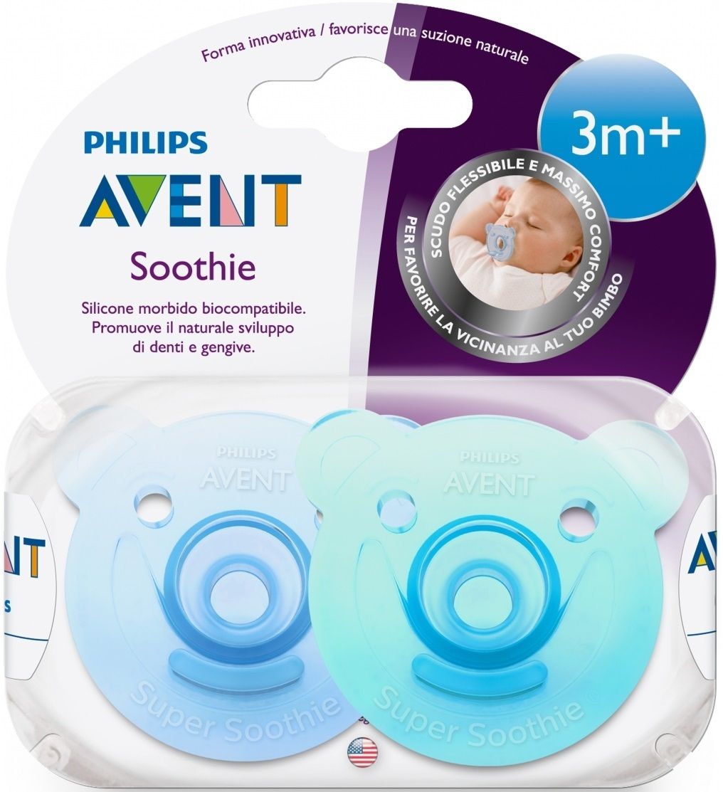 Philips Avent Цельно-силиконовые пустышки "Мишка", (3 - 18 мес.)