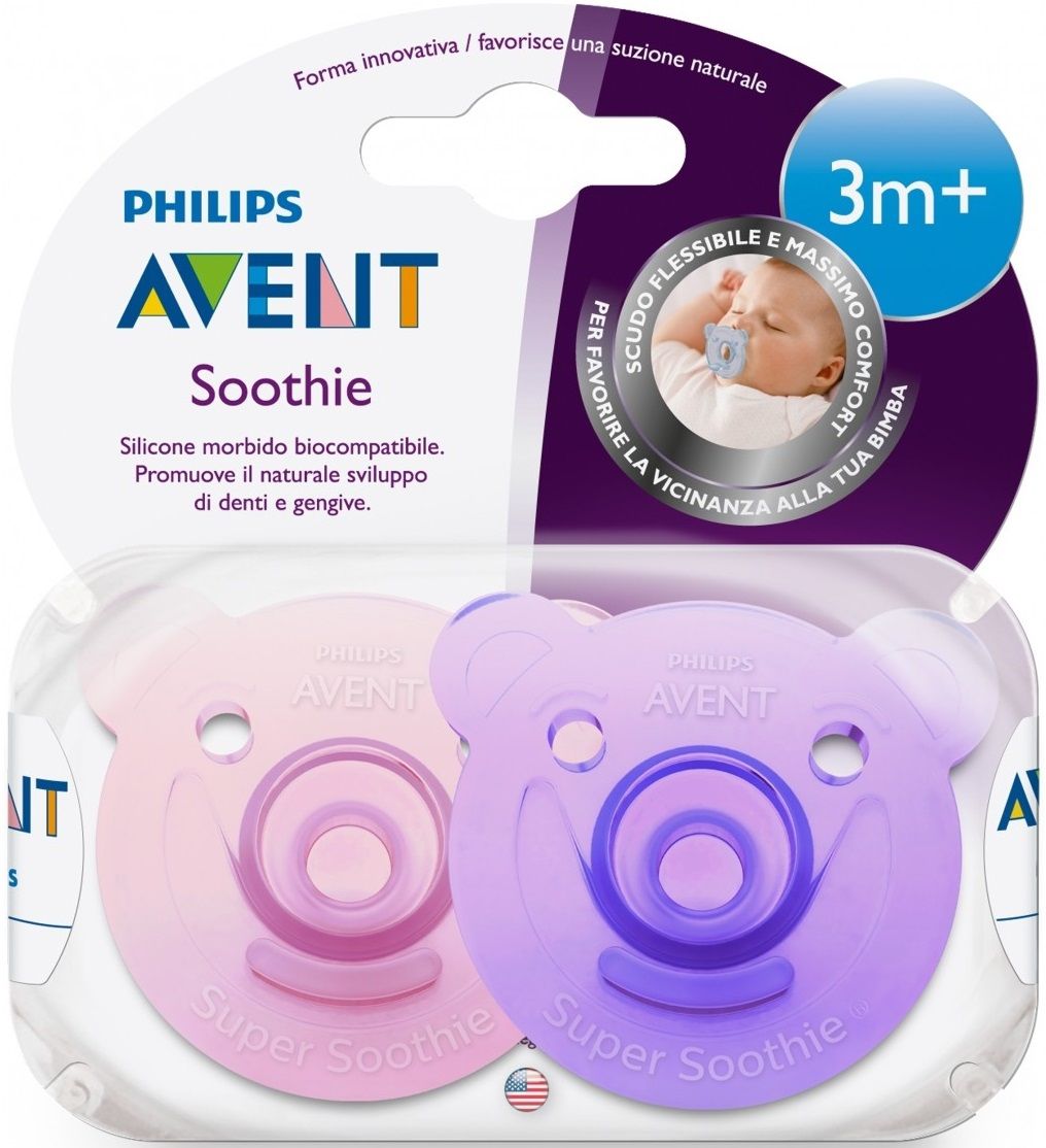 Philips Avent Цельно-силиконовые пустышки "Мишка", (3 - 18 мес.)