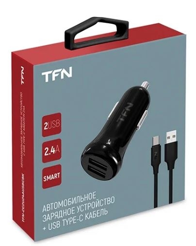 TFN Автомобильное зарядное устройство + кабель Type-C, 2.4A