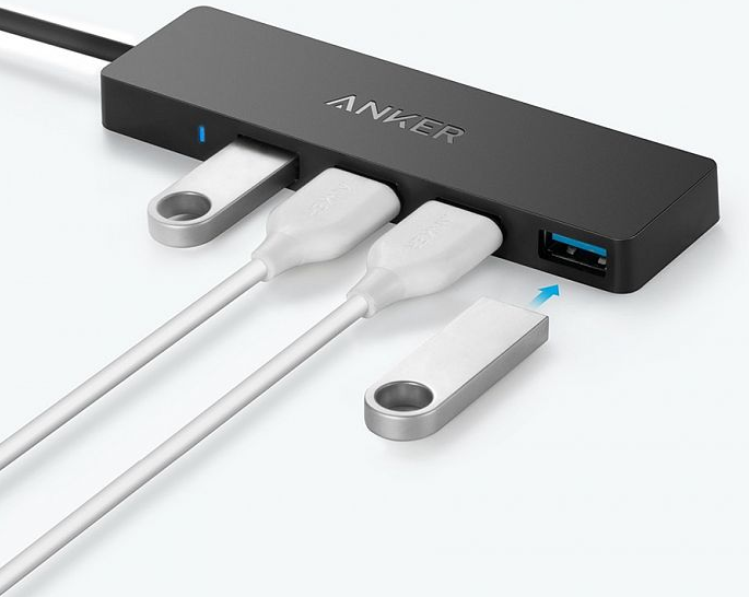 Anker Концентратор ультратонкий 4-портовый, USB 3.0 (без поддержки зарядки)