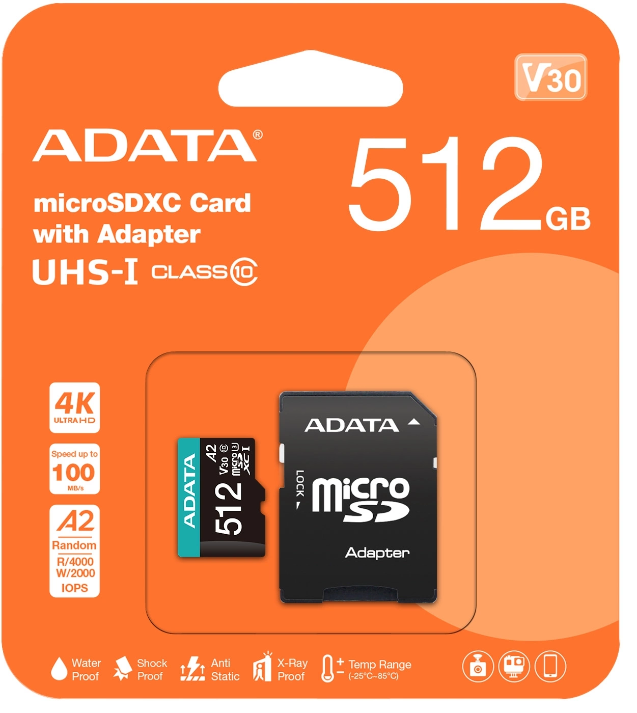 ADATA microSDXC 512GB Premier Pro AUSDX512GUI3V30SA2-RA1