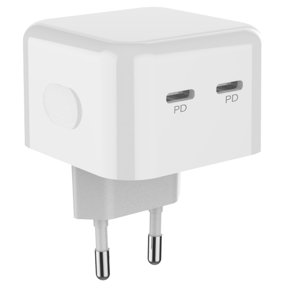 PERO Сетевое зарядное устройство TC18, 2xTYPE-C, 3.8A, PD 35W