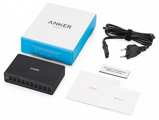 Anker USB-концентратор 10-портовый для зарядки PowerPort 10 60Вт