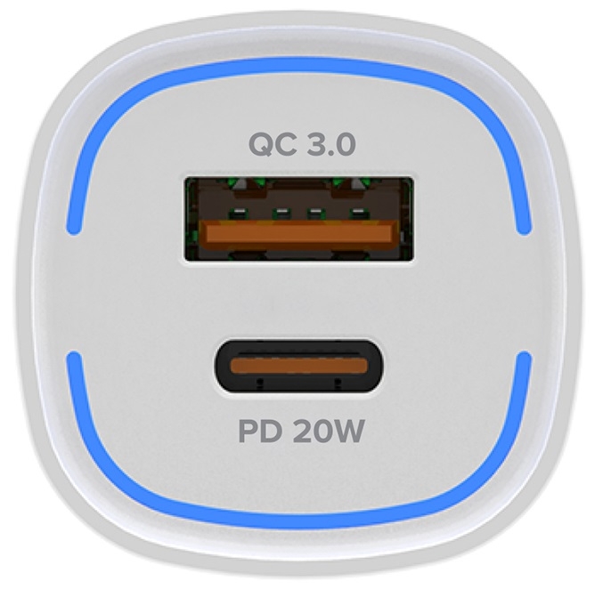 PERO Автомобильное зарядное устройство AC05 USB-A QC3.0 + USB-C PD, 38W