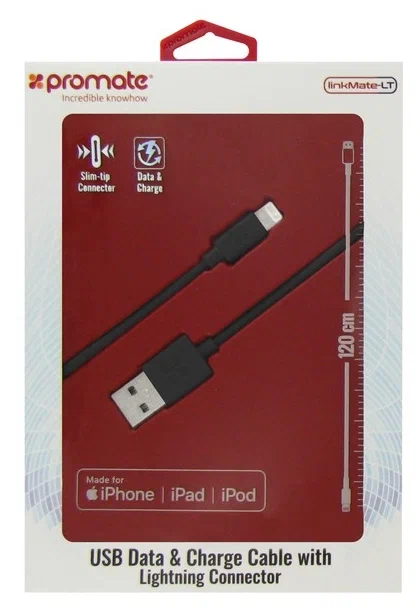 Promate Кабель USB - Lightning MFI linkMate-LT, 1.2м