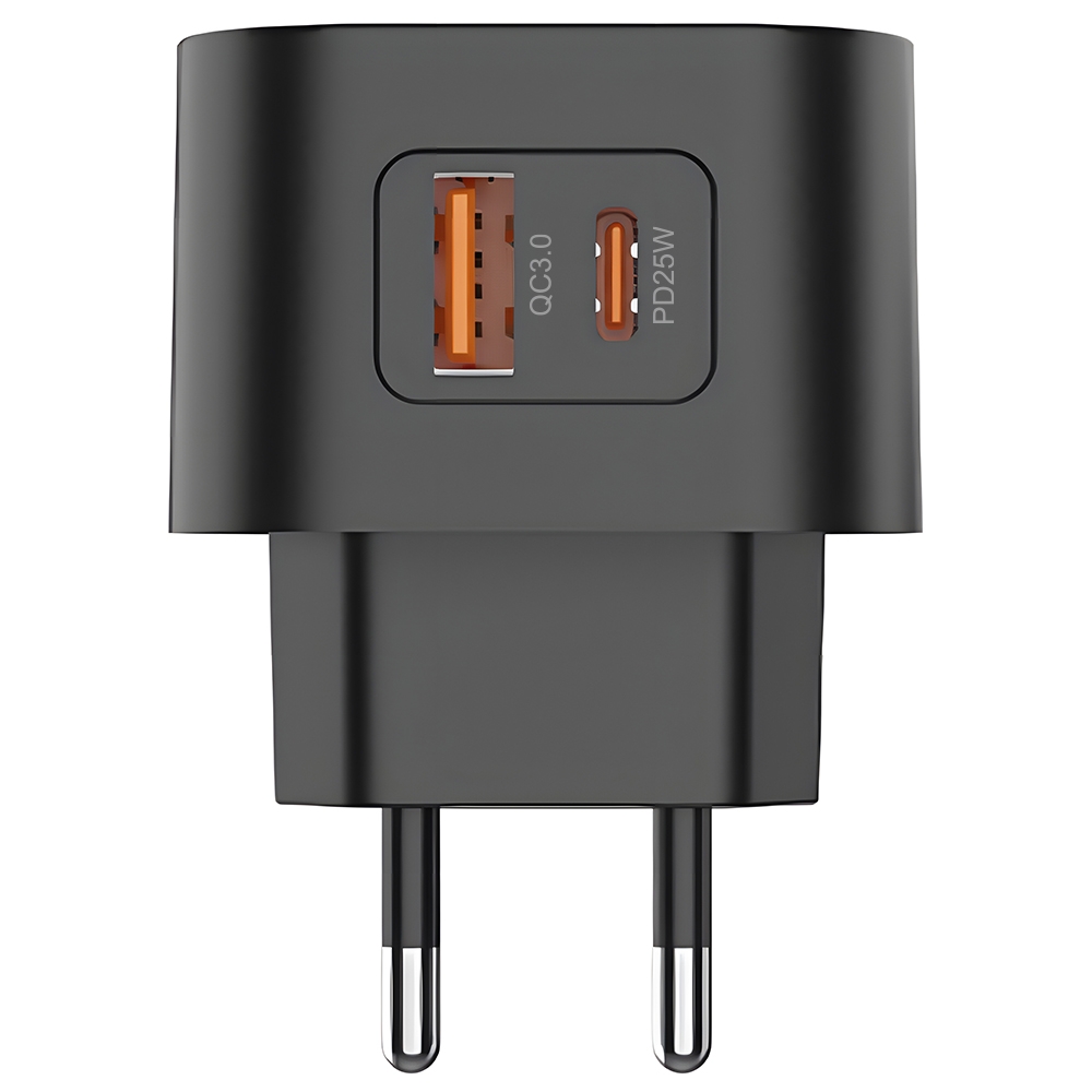 PERO Сетевое зарядное устройство TC21, USB QC 3.0 + Type-C PD, 25W
