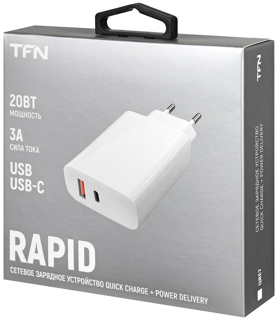 TFN Сетевое зарядное устройство USB+Type-C, Power Delivery, 20W