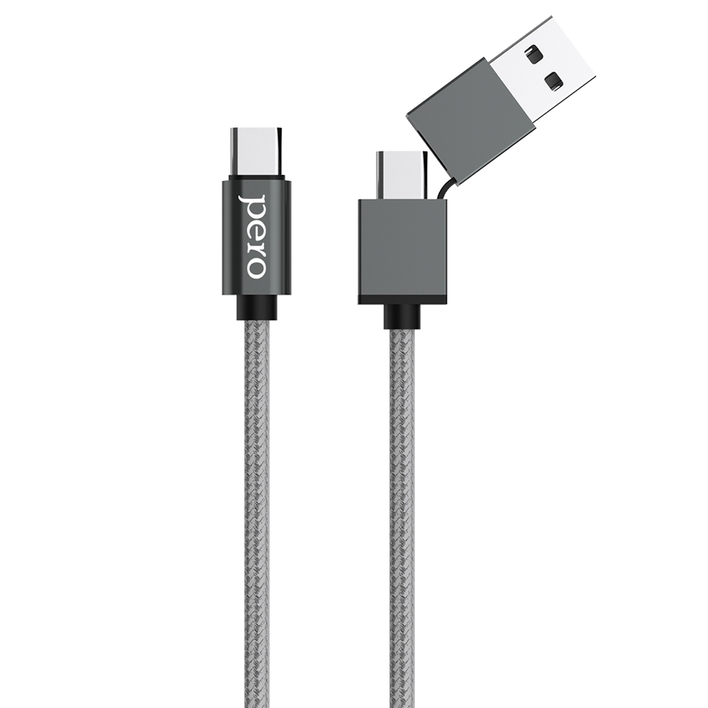 PERO Кабель DC07 UNIVERSAL 2 in 1, USB-A + PD  to Type-C, 1м