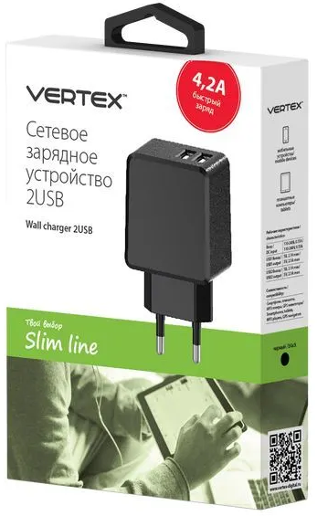 Vertex Cетевое зарядное устройство Slim Line
