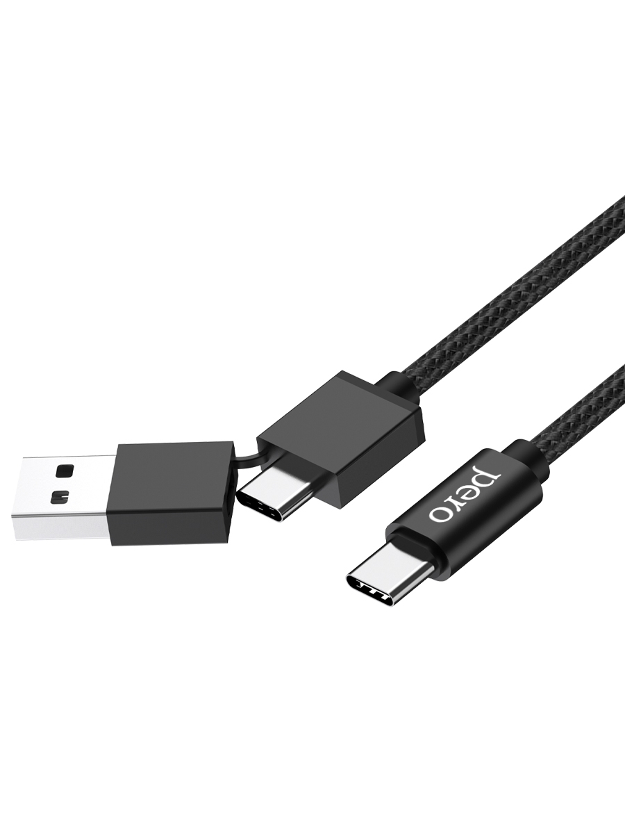 PERO Кабель DC07 UNIVERSAL 2 in 1, USB-A + PD  to Type-C, 1м