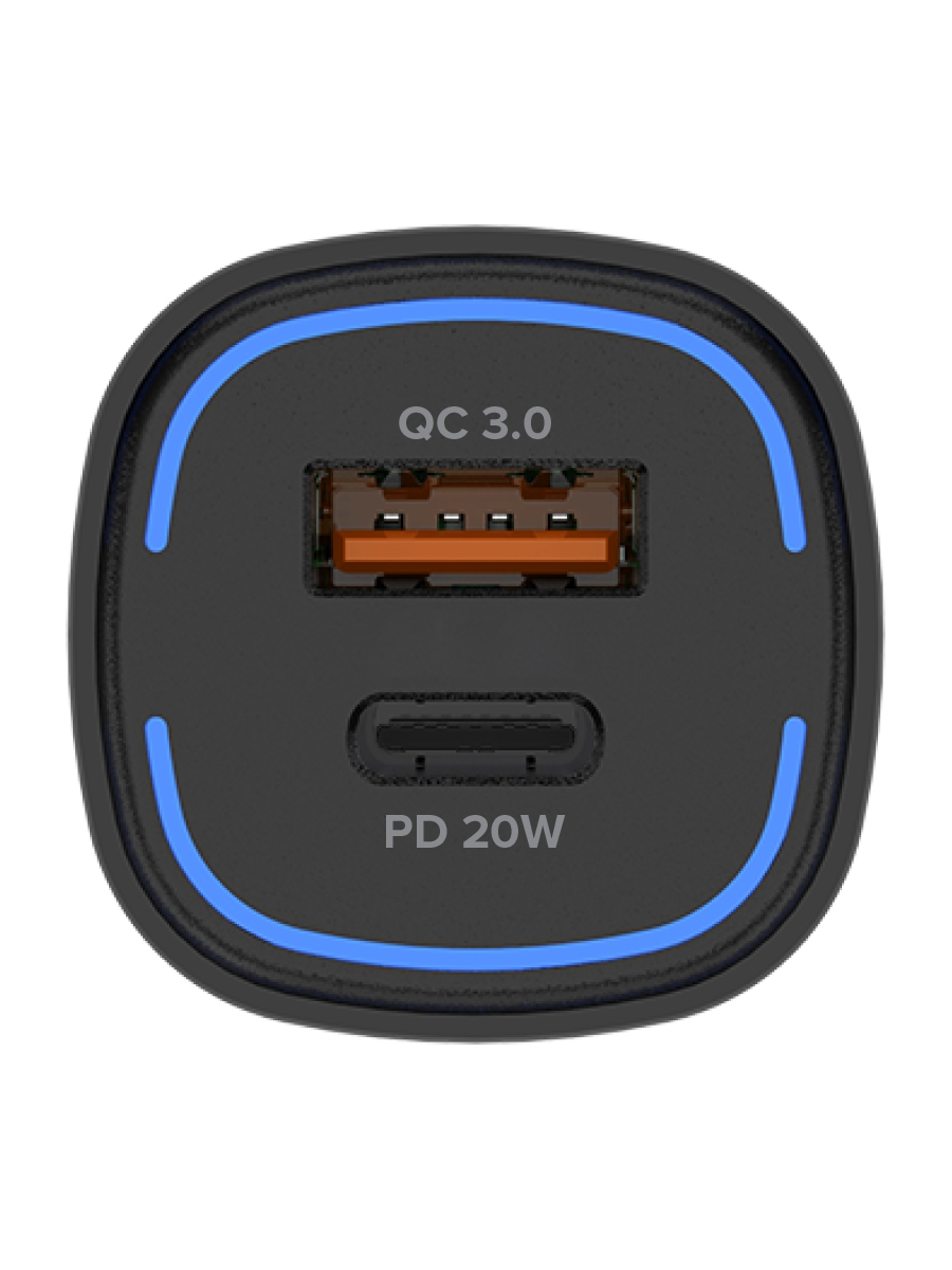 PERO Автомобильное зарядное устройство AC05 USB-A QC3.0 + USB-C PD, 38W