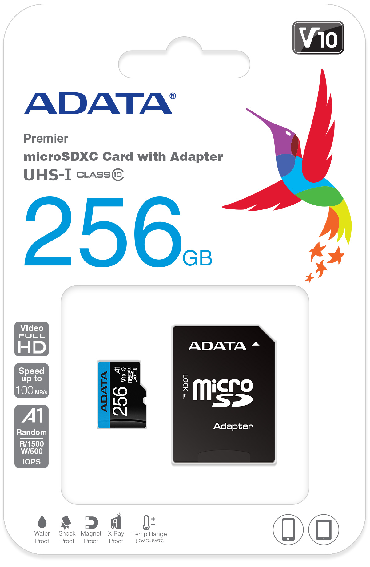 ADATA microSDXC A-Data 256GB AUSDX256GUICL10A1-RA1 Premier Pro + adapter