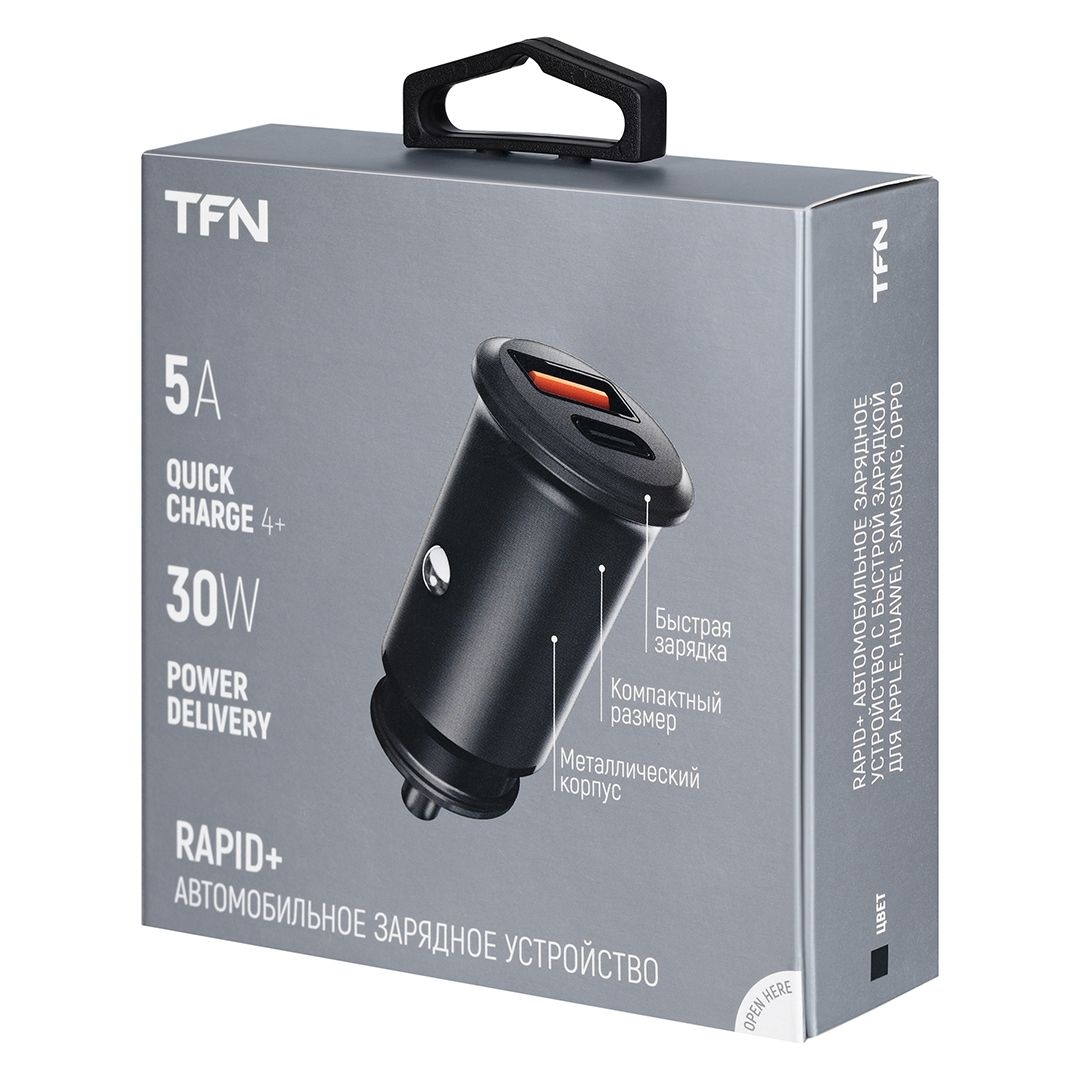 TFN Автомобильное зарядное устройство RAPID USB + Type-C, QC/PD, 30W