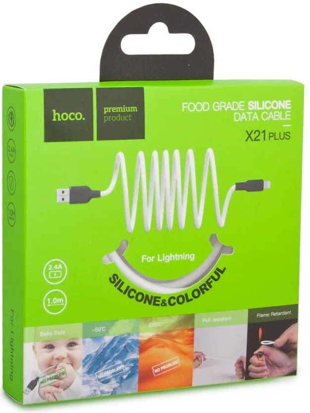 Hoco Кабель X21 Plus Silicone USB - Lightning, 1м, 2.4A