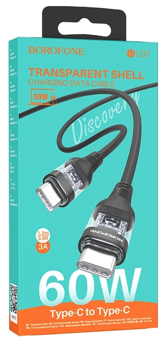 Borofone Кабель BU37 Type-C на Type-C 60W, 3A, 1.2M
