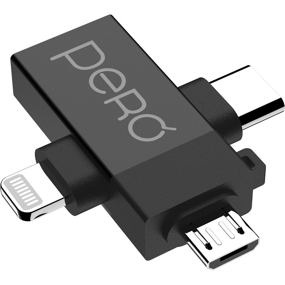 PERO Адаптер AD14 OTG Lightning+Type-C+MicroUSB - USB 3.0