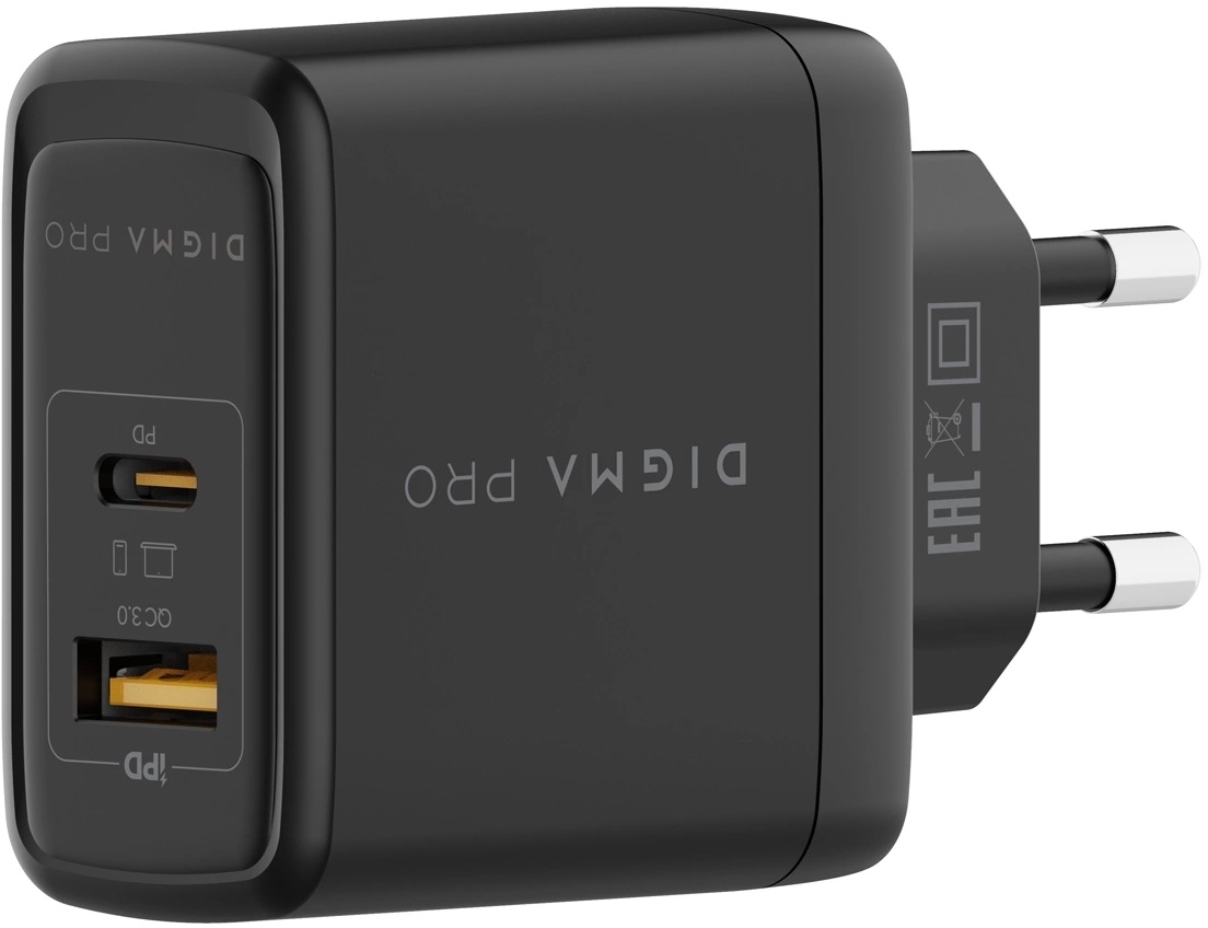 Digma Сетевое зарядное устройство Pro DPW6A 65W, 3.25A+3A (PD+QC), Type-C+USB