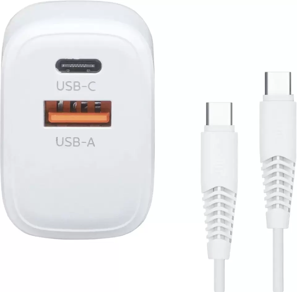 Philips Сетевое зарядное устройство DLP2560 USB+Type-C, 3A QC, 25Вт + кабель Type-C