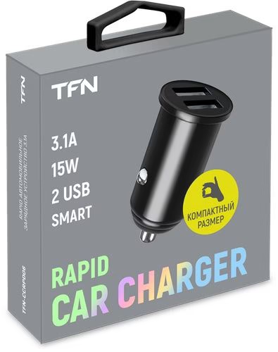 TFN Автомобильное зарядное устройство RAPID 2xUSB, 3.1A, 15W