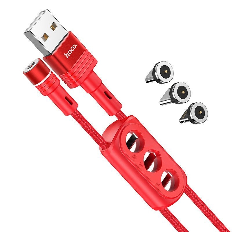Hoco Кабель магнитный U98 USB 3 в 1 (Micro + Lightning + Type-C) 1.2м