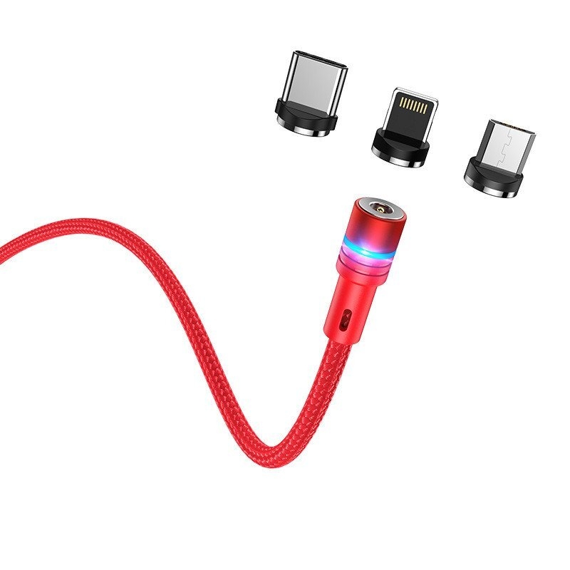 Hoco Кабель магнитный U98 USB 3 в 1 (Micro + Lightning + Type-C) 1.2м
