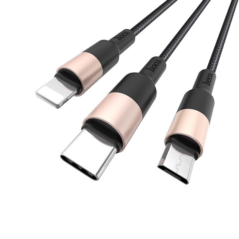 Hoco Кабель USB 3 в 1 (Micro + Lightning + Type-C) X26 1м