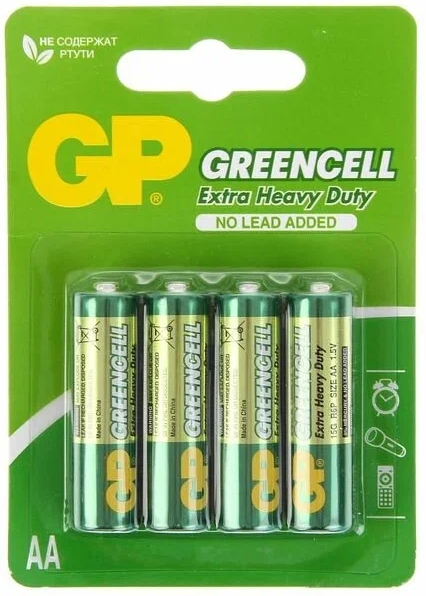 GP Батарейки Greencell Extra Heavy Duty, AA, 4шт. (R6-4BL)