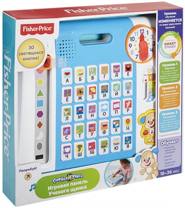 Mattel Обучающая панель ученого щенка Fisher Price с технологией Smart Stages