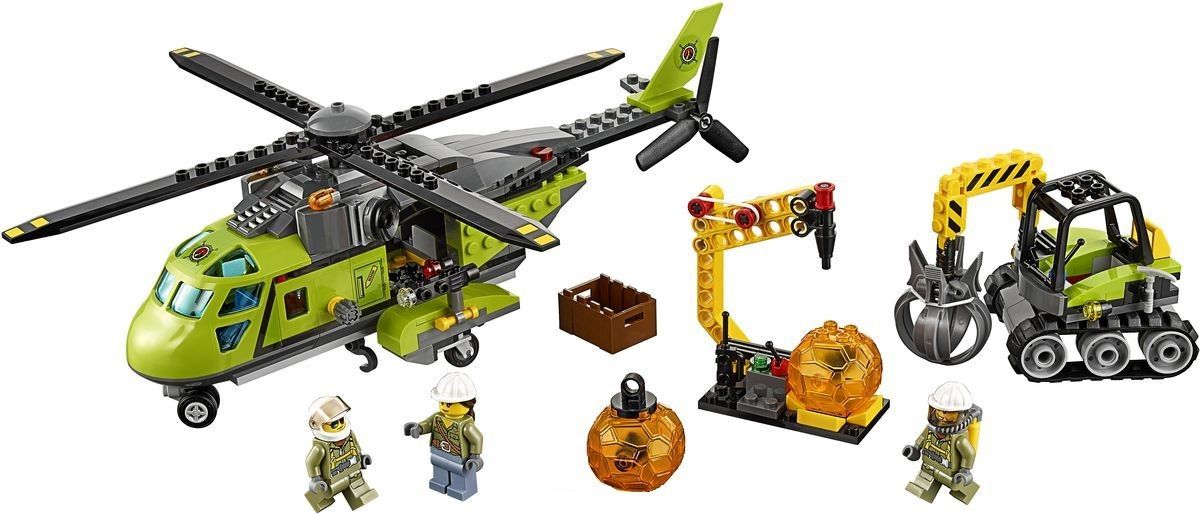 Lego Конструктор City "Грузовой вертолёт исследователей вулканов" 330 деталей