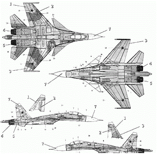 Сборная модель самолета "СУ-33". 