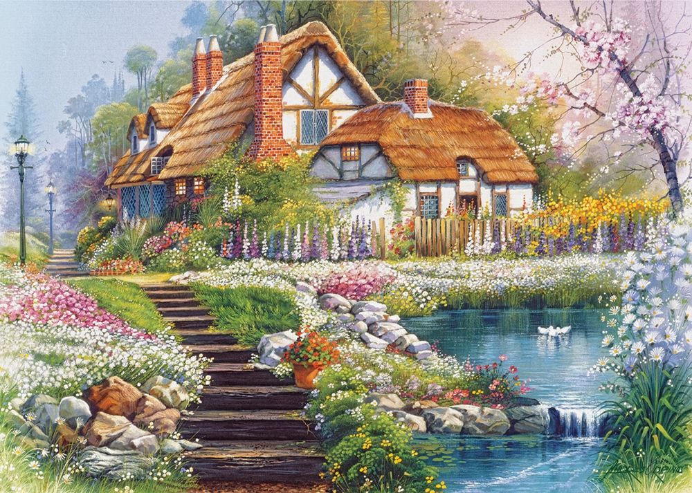 Рисунок дом с цветами