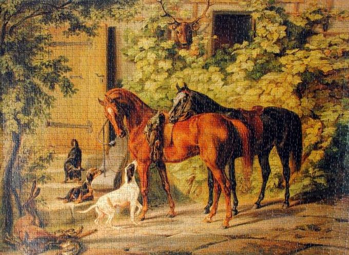 Step Puzzle Пазл "Лошади у крыльца", Русские музеи