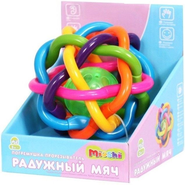 Mioshi Погремушка-прорезыватель "Радужный мяч"