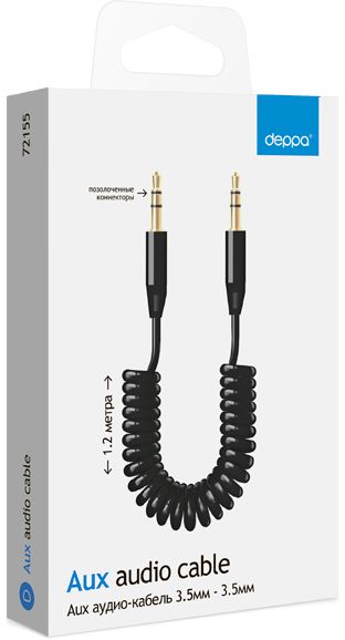 Deppa Аудио-кабель AUX Slim витой 3.5 мм - 3.5 мм, 1.2м