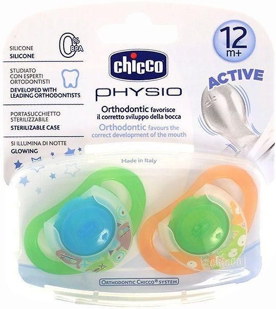 Chicco Пустышка силиконовая Physio (12 м+)