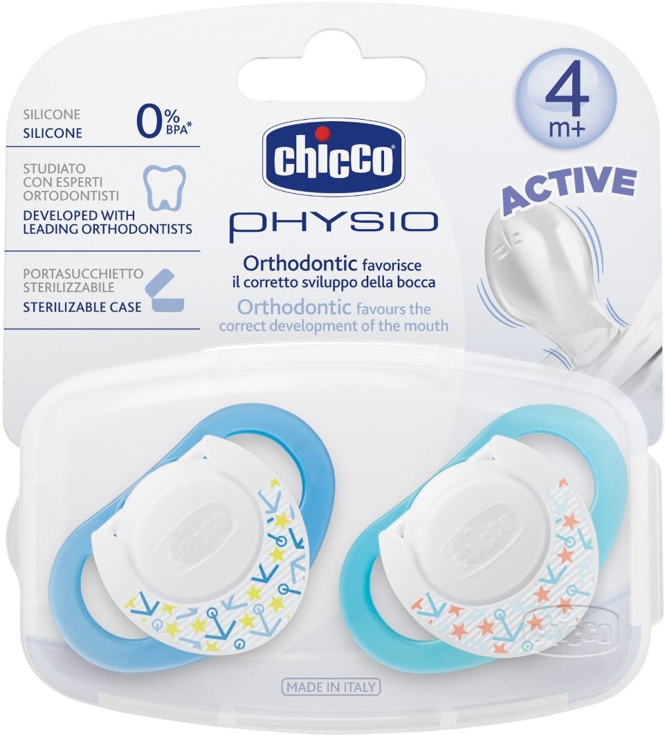 Chicco Пустышка силиконовая Physio (4 м+)