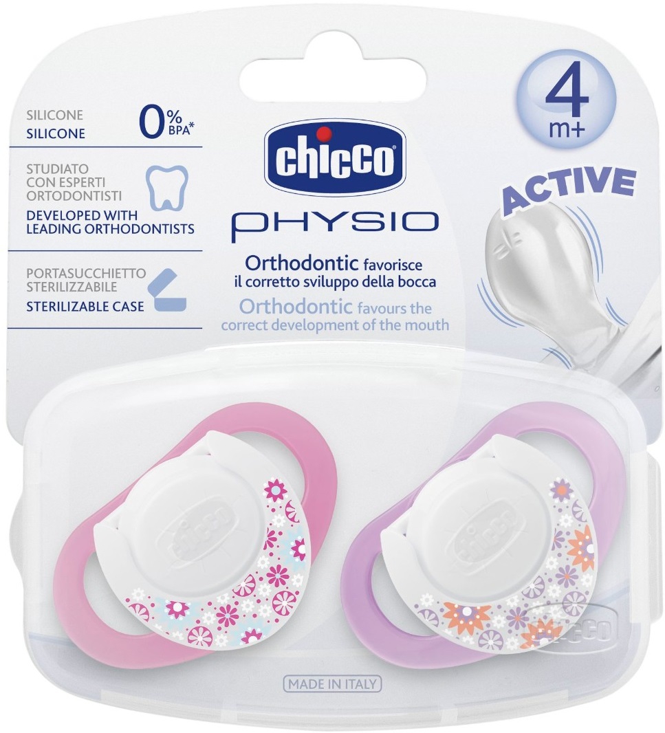 Chicco Пустышка силиконовая Physio (4 м+)