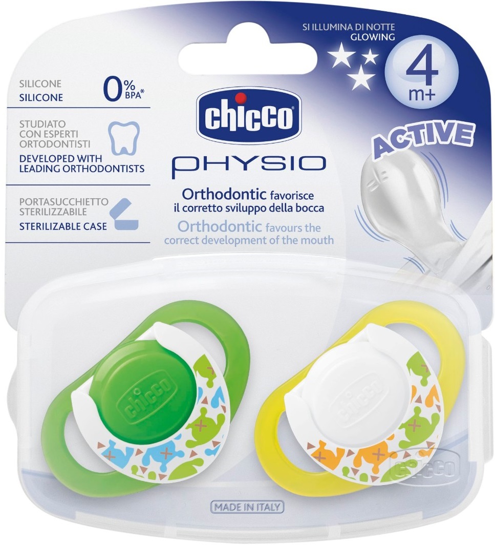 Chicco Пустышка силиконовая Physio (4 м+)