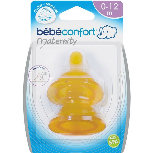 Bebe Confort Латексные соски Maternity для бутылочек со стандартным горлышком T0, 0-6 мес.