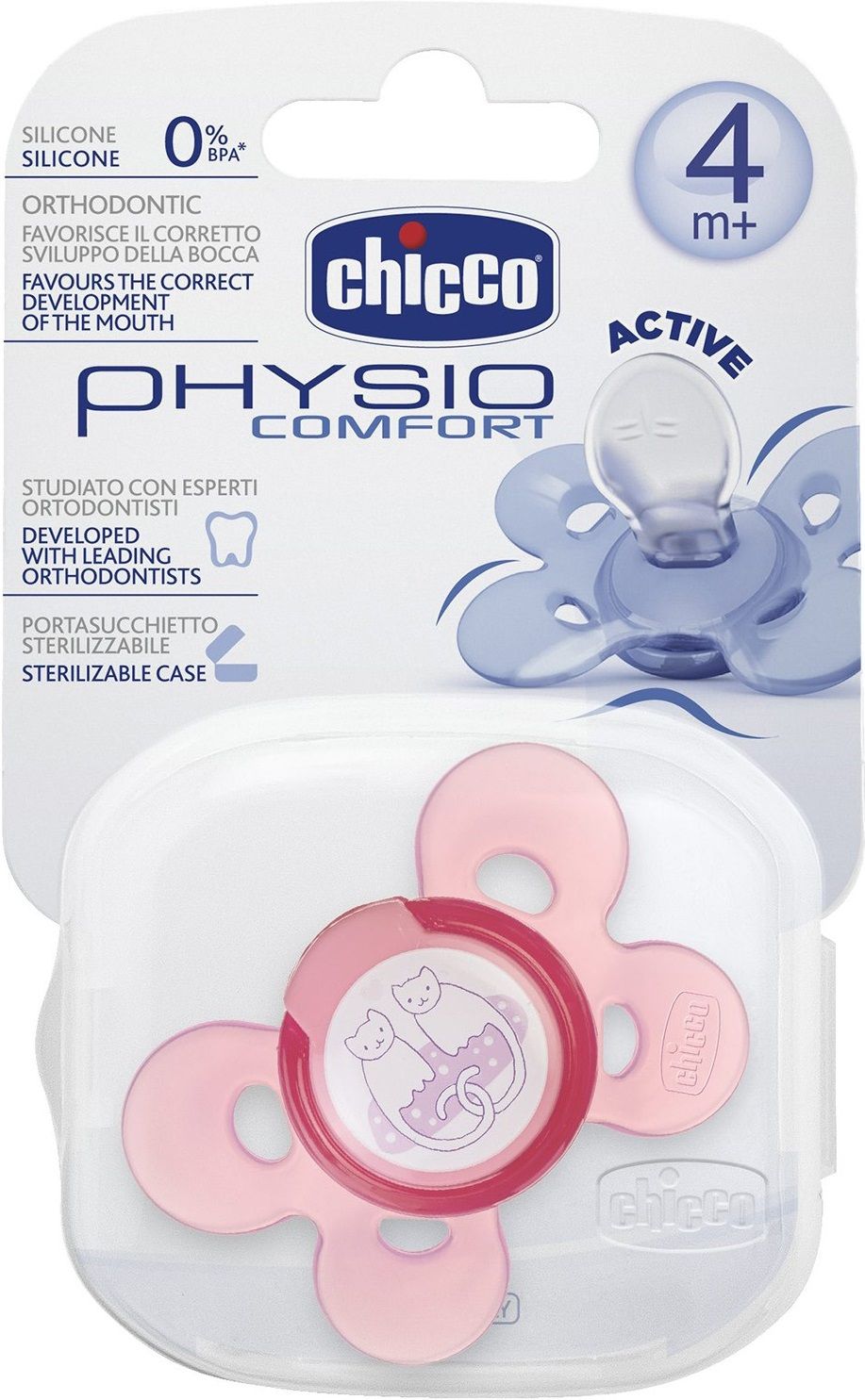 Chicco Пустышка силиконовая Physio Comfort (4 м+)