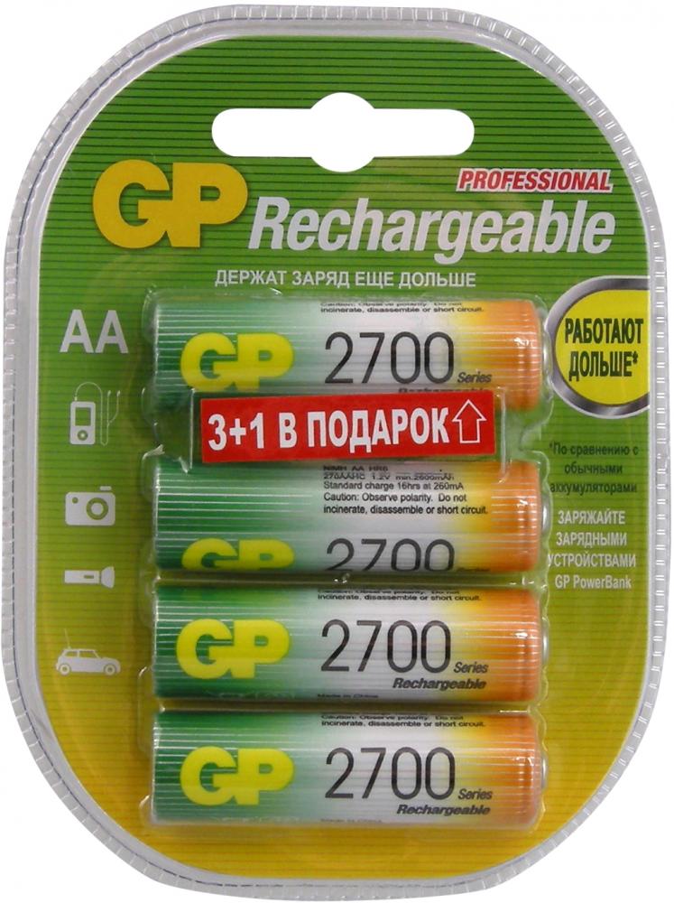 GP Аккумуляторы AA, 4 шт. (270AAHC3/1-2CR4, 2700 mAh)