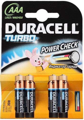 Duracell Батарейки AAА Turbo, 4 шт. (LR03-MN2400 4BL)