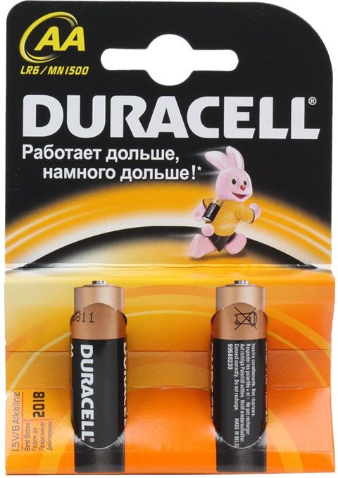 Duracell Батарейки Basic AA, 2 шт. (LR6-MN1500)