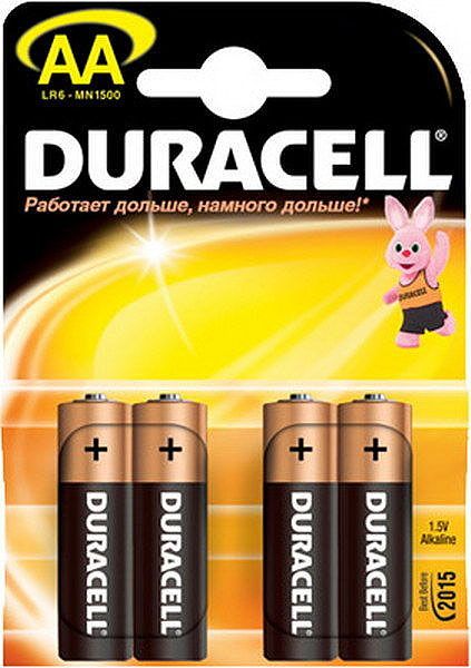 Duracell Батарейки Basic AA, 4 шт. (LR6-MN1500)